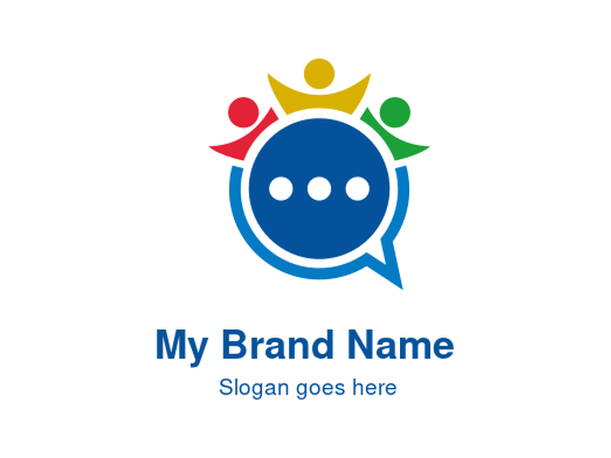 Vibrant Community Communication Chat Bubble Logo for Social Networks, Online Forums, Collaborative Platforms, and Public Relations Firms